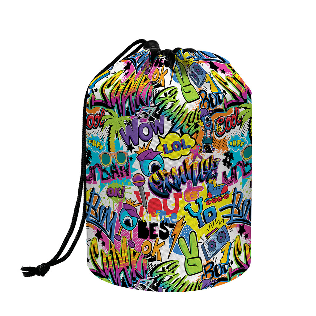 Colorful Graffiti Pattern Print Drawstring Makeup Bag