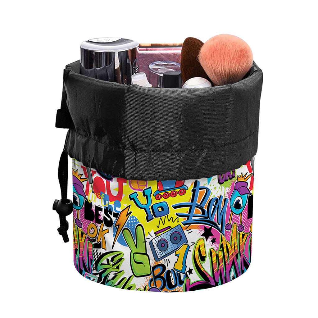 Colorful Graffiti Pattern Print Drawstring Makeup Bag