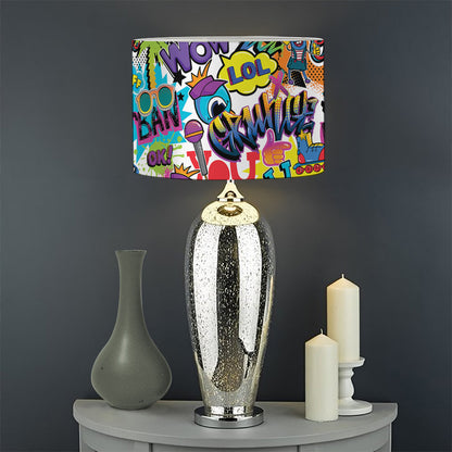 Colorful Graffiti Pattern Print Drum Lamp Shade