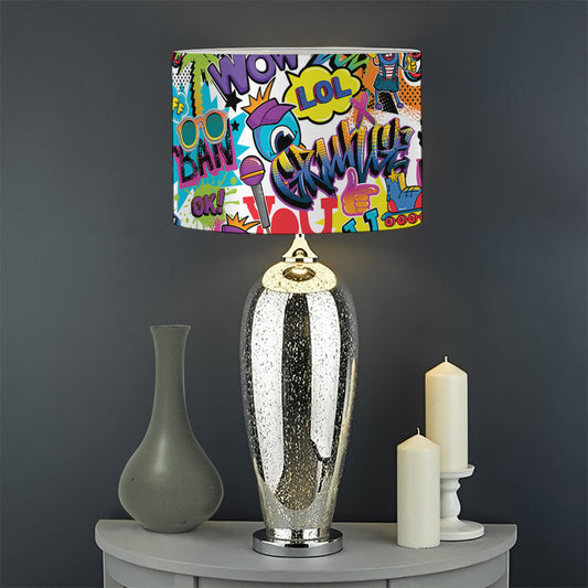 Colorful Graffiti Pattern Print Drum Lamp Shade
