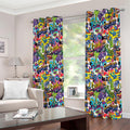 Colorful Graffiti Pattern Print Extra Wide Grommet Curtains