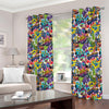 Colorful Graffiti Pattern Print Extra Wide Grommet Curtains