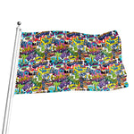 Colorful Graffiti Pattern Print Flag
