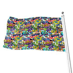 Colorful Graffiti Pattern Print Flag