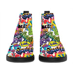 Colorful Graffiti Pattern Print Flat Ankle Boots