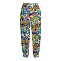 Colorful Graffiti Pattern Print Fleece Lined Knit Pants