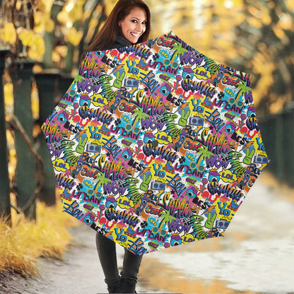 Colorful Graffiti Pattern Print Foldable Umbrella