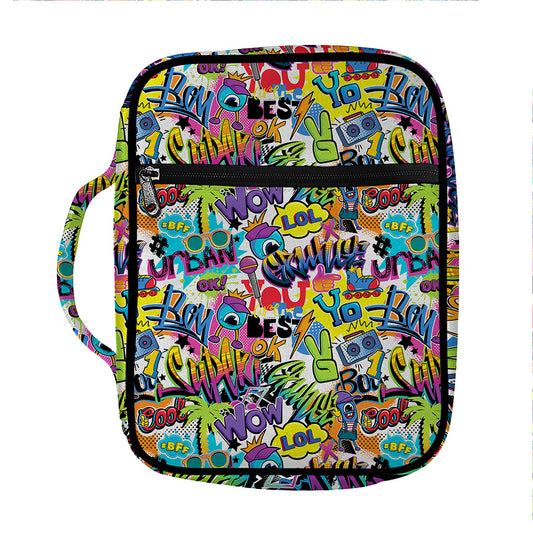 Colorful Graffiti Pattern Print Front Pocket Bible Bag
