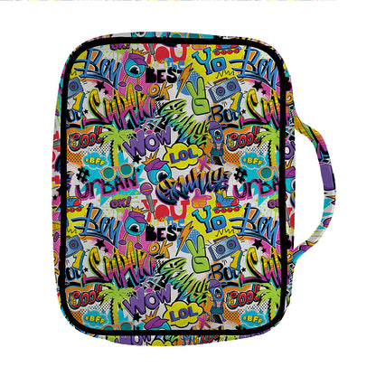 Colorful Graffiti Pattern Print Front Pocket Bible Bag