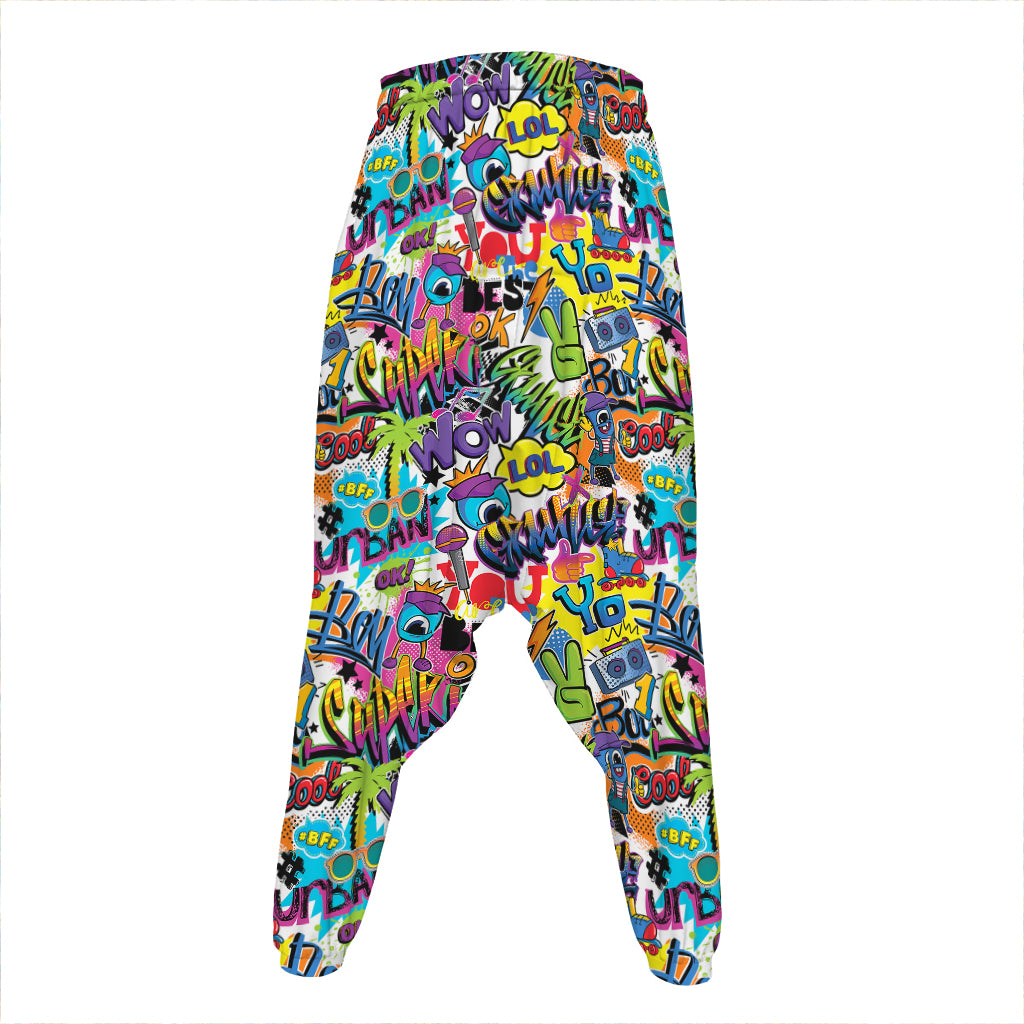 Colorful Graffiti Pattern Print Hammer Pants