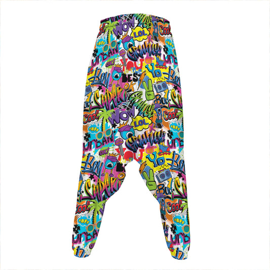 Colorful Graffiti Pattern Print Hammer Pants