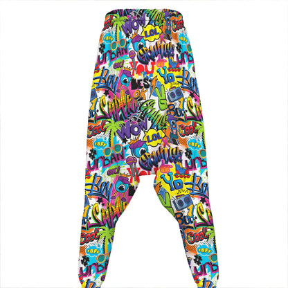 Colorful Graffiti Pattern Print Hammer Pants