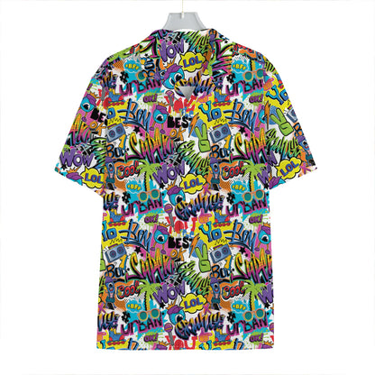 Colorful Graffiti Pattern Print Hawaiian Shirt