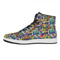 Colorful Graffiti Pattern Print High Top Leather Sneakers
