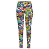 Colorful Graffiti Pattern Print High-Waisted Pocket Leggings