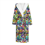 Colorful Graffiti Pattern Print Hooded Bathrobe