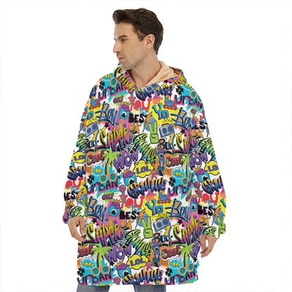 Colorful Graffiti Pattern Print Hoodie Blanket