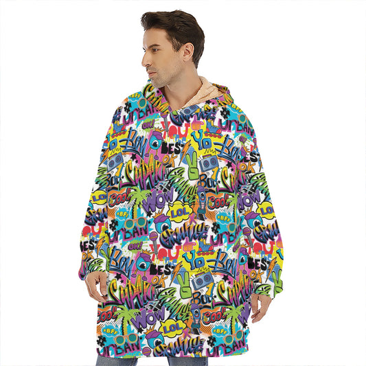 Colorful Graffiti Pattern Print Hoodie Blanket