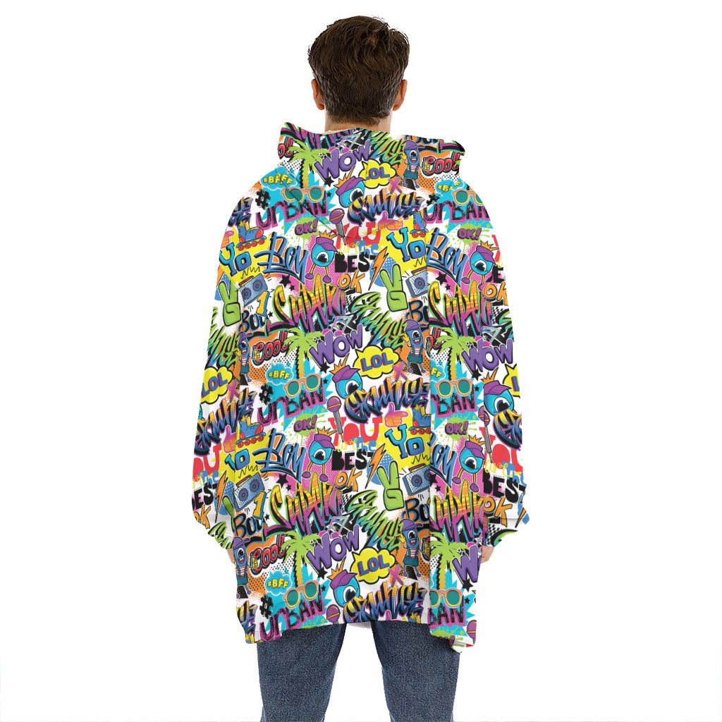 Colorful Graffiti Pattern Print Hoodie Blanket