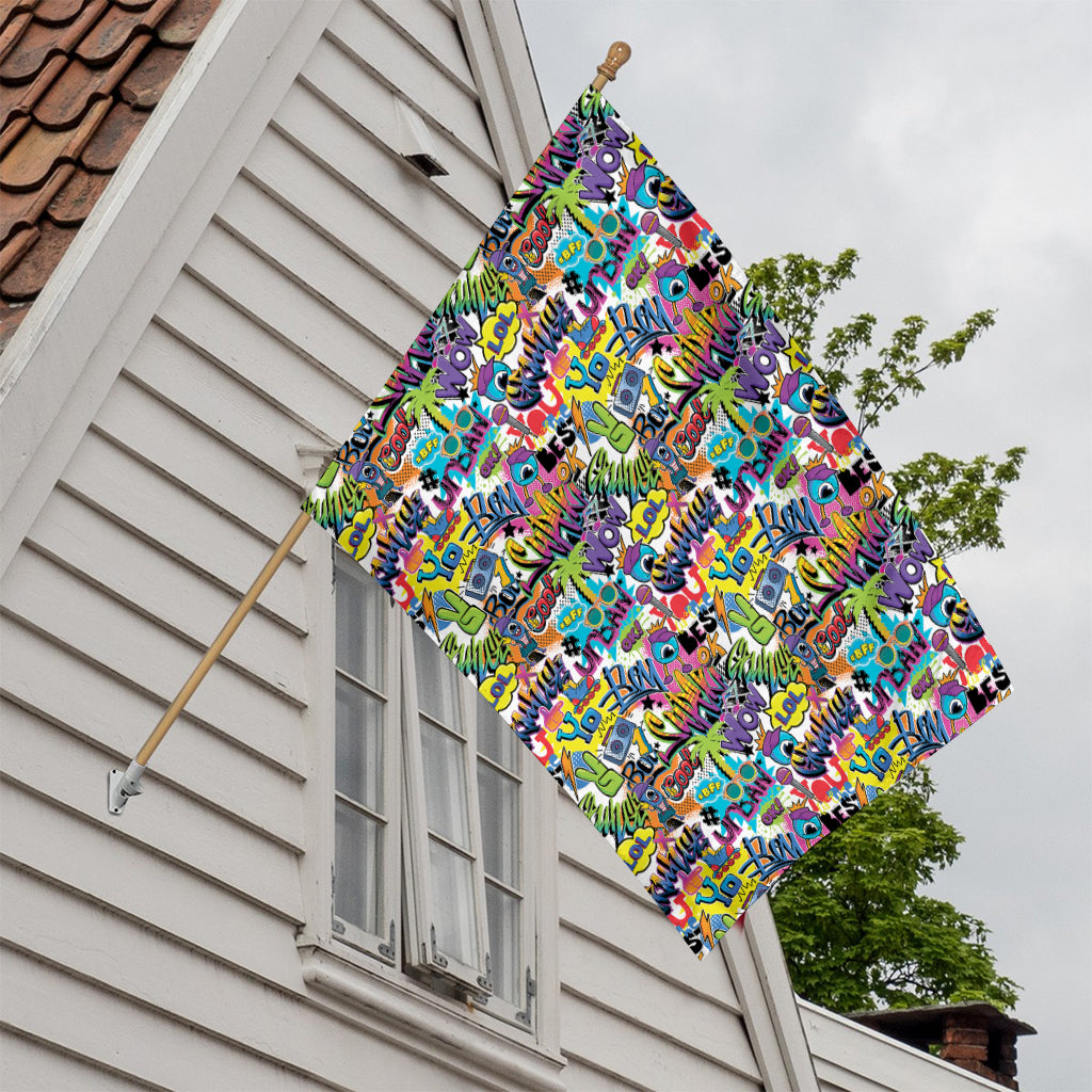 Colorful Graffiti Pattern Print House Flag