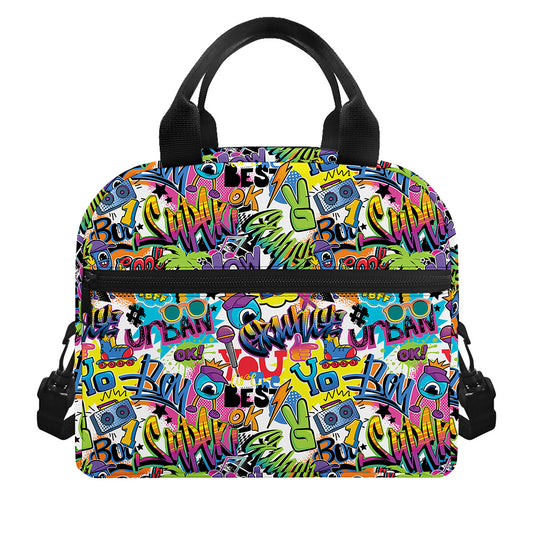 Colorful Graffiti Pattern Print Insulated Lunch Bag