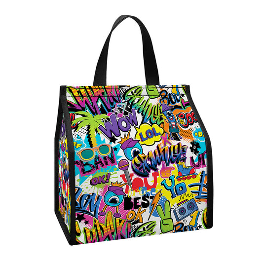 Colorful Graffiti Pattern Print Insulated Lunch Tote
