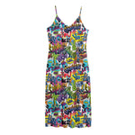 Colorful Graffiti Pattern Print Jersey Midi Cami Dress