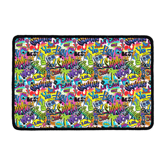 Colorful Graffiti Pattern Print Kitchen Mat