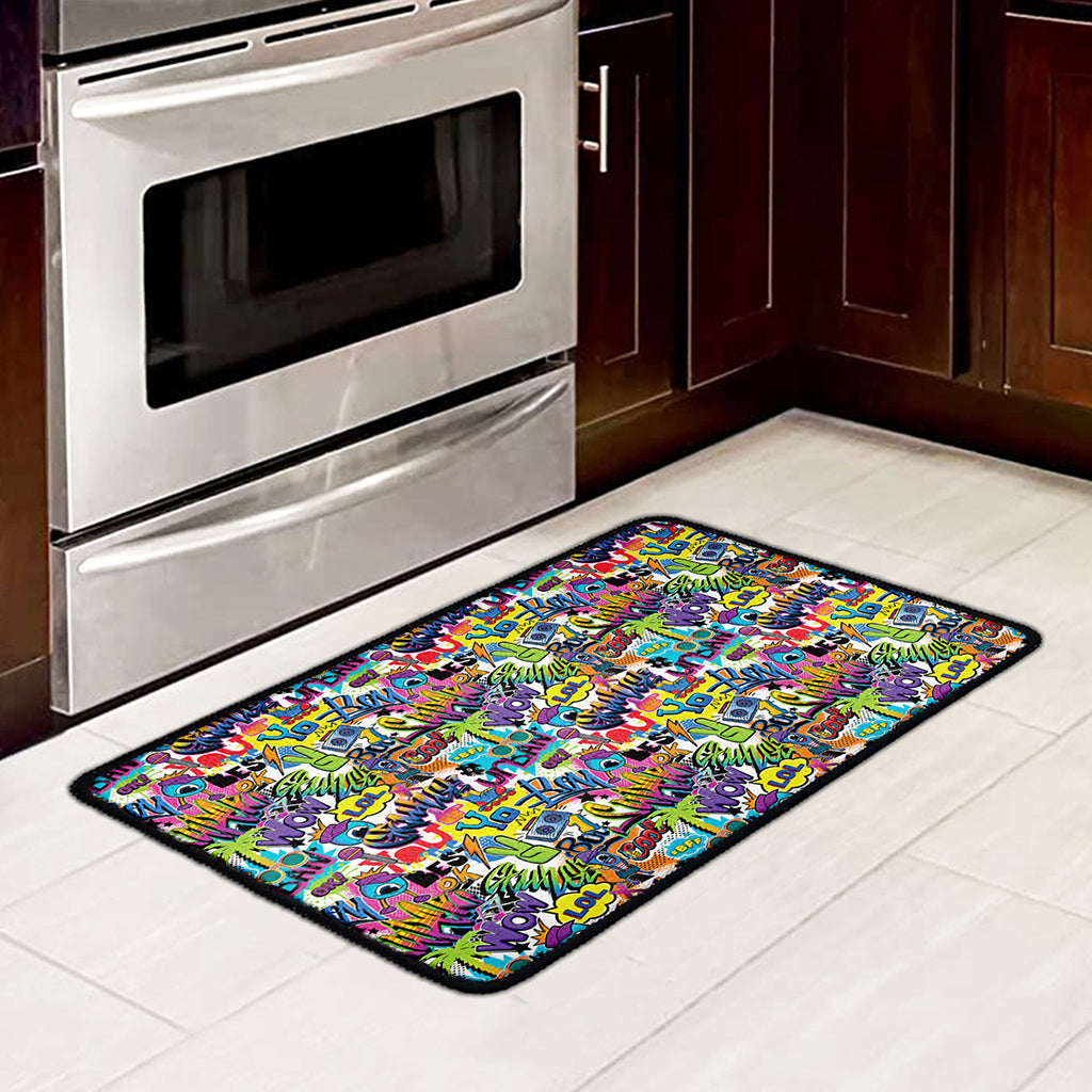 Colorful Graffiti Pattern Print Kitchen Mat