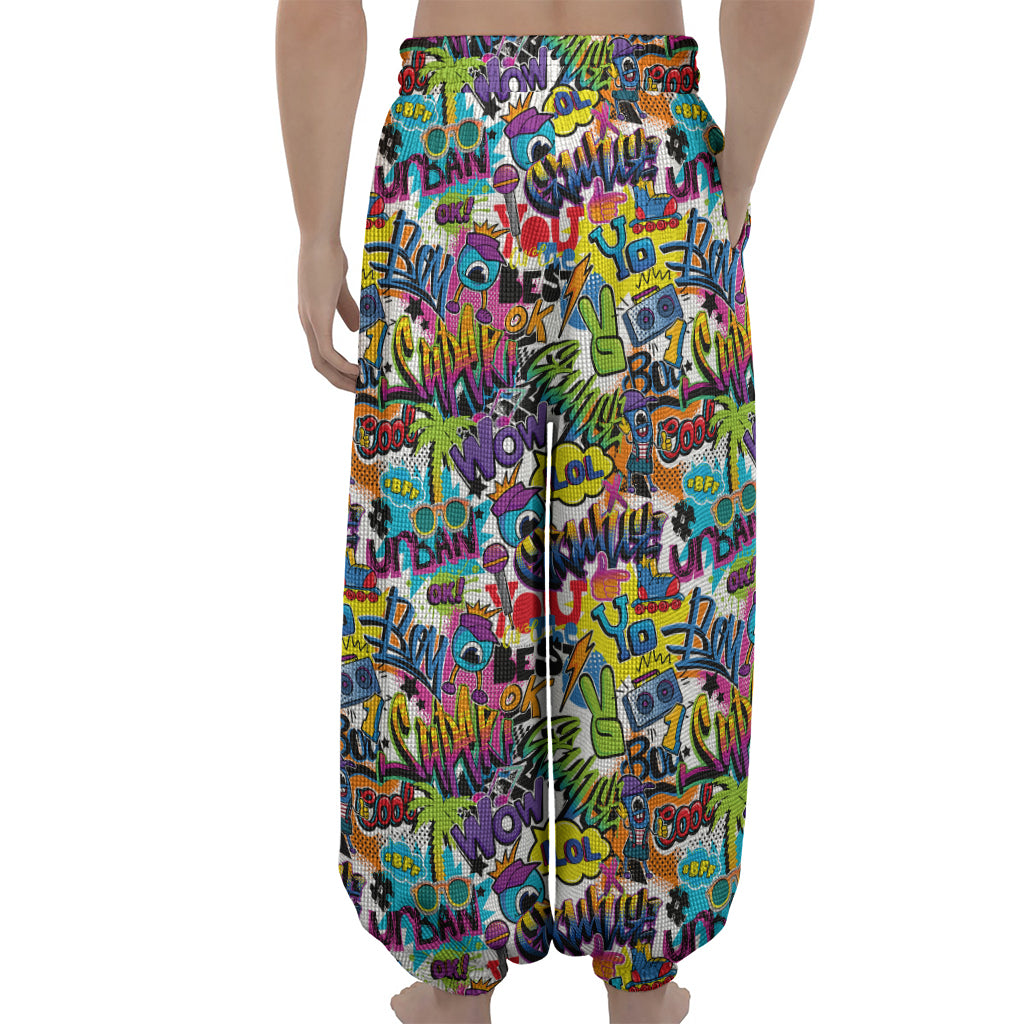Colorful Graffiti Pattern Print Lantern Pants