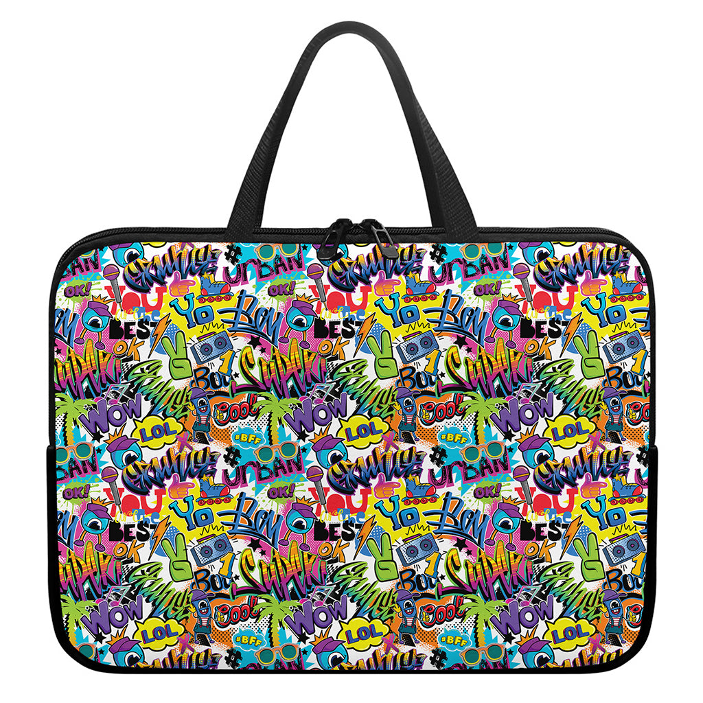 Colorful Graffiti Pattern Print Laptop Sleeve With Handle