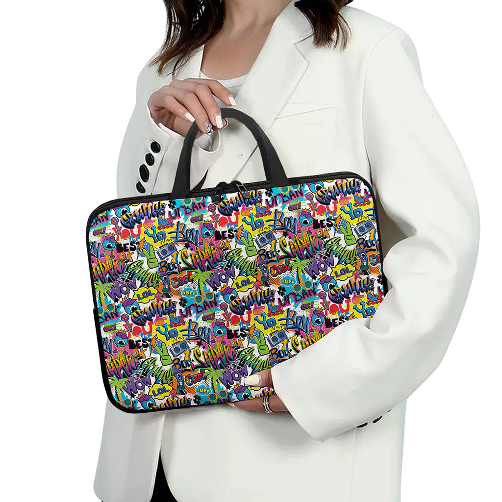 Colorful Graffiti Pattern Print Laptop Sleeve With Handle