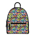 Colorful Graffiti Pattern Print Leather Backpack