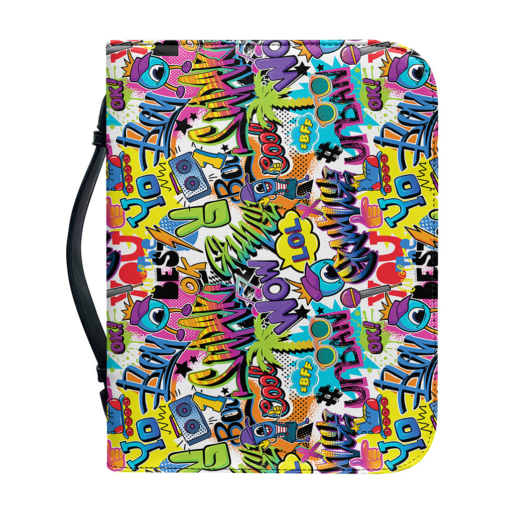 Colorful Graffiti Pattern Print Leather Bible Cover