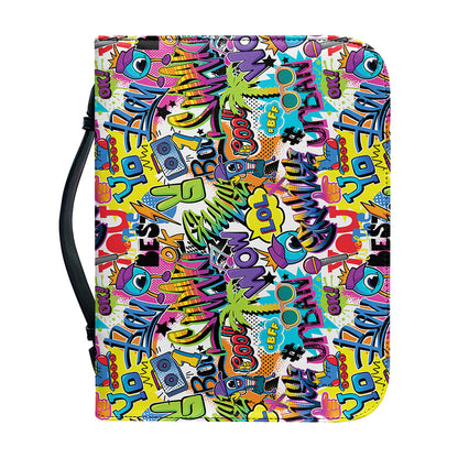 Colorful Graffiti Pattern Print Leather Bible Cover