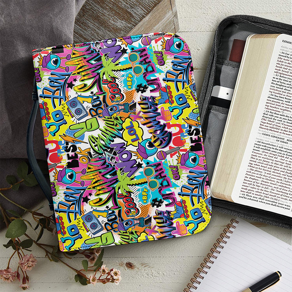 Colorful Graffiti Pattern Print Leather Bible Cover