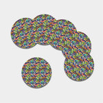 Colorful Graffiti Pattern Print Leather Coaster Set