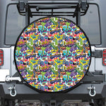 Colorful Graffiti Pattern Print Leather Spare Tire Cover