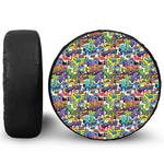 Colorful Graffiti Pattern Print Leather Spare Tire Cover