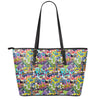 Colorful Graffiti Pattern Print Leather Tote Bag