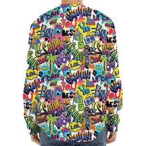 Colorful Graffiti Pattern Print Long Sleeve Baseball Jersey