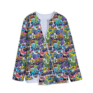 Colorful Graffiti Pattern Print Long Sleeve Short Coat