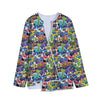 Colorful Graffiti Pattern Print Long Sleeve Short Coat