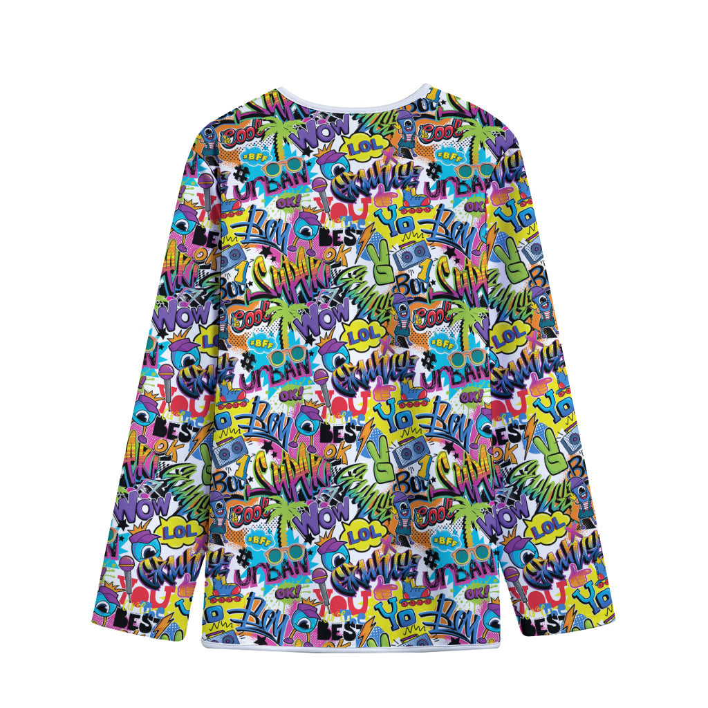 Colorful Graffiti Pattern Print Long Sleeve Short Coat