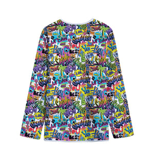 Colorful Graffiti Pattern Print Long Sleeve Short Coat