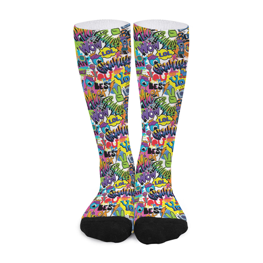 Colorful Graffiti Pattern Print Long Socks