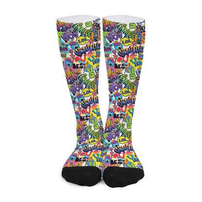 Colorful Graffiti Pattern Print Long Socks