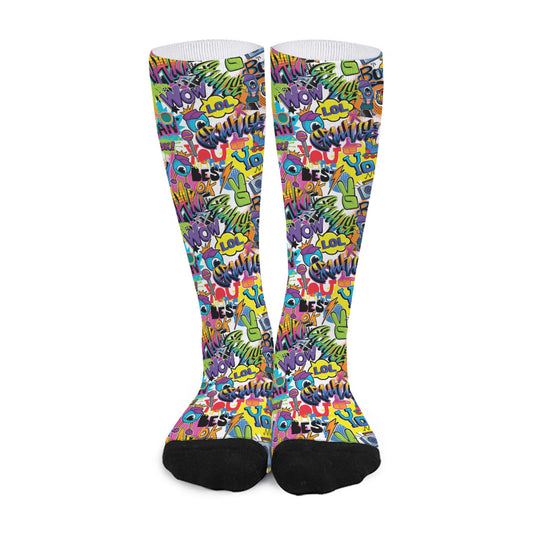 Colorful Graffiti Pattern Print Long Socks