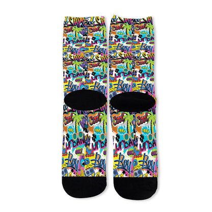 Colorful Graffiti Pattern Print Long Socks