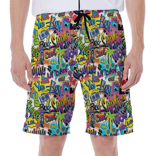 Colorful Graffiti Pattern Print Men's Beach Shorts